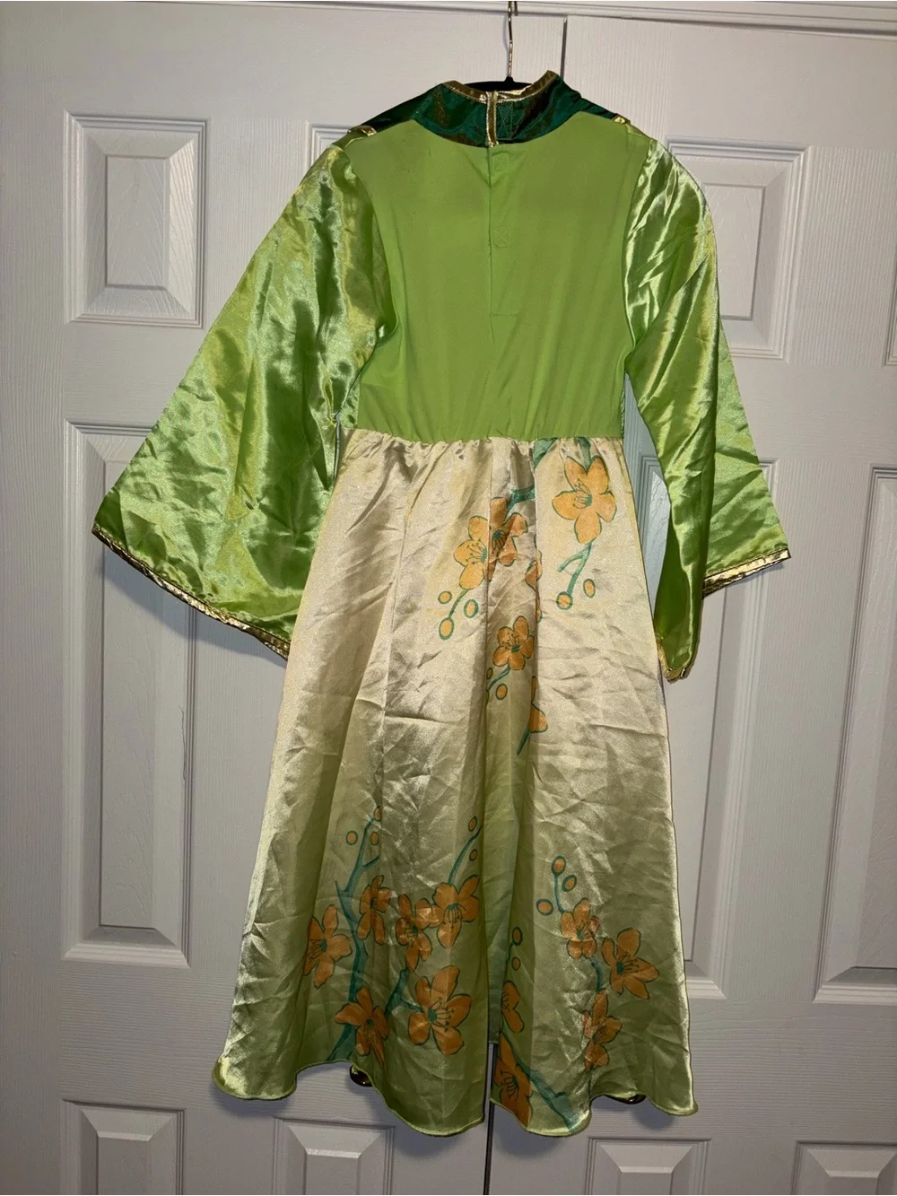 Green and Cream Blossom Princess Kids Costume Dress